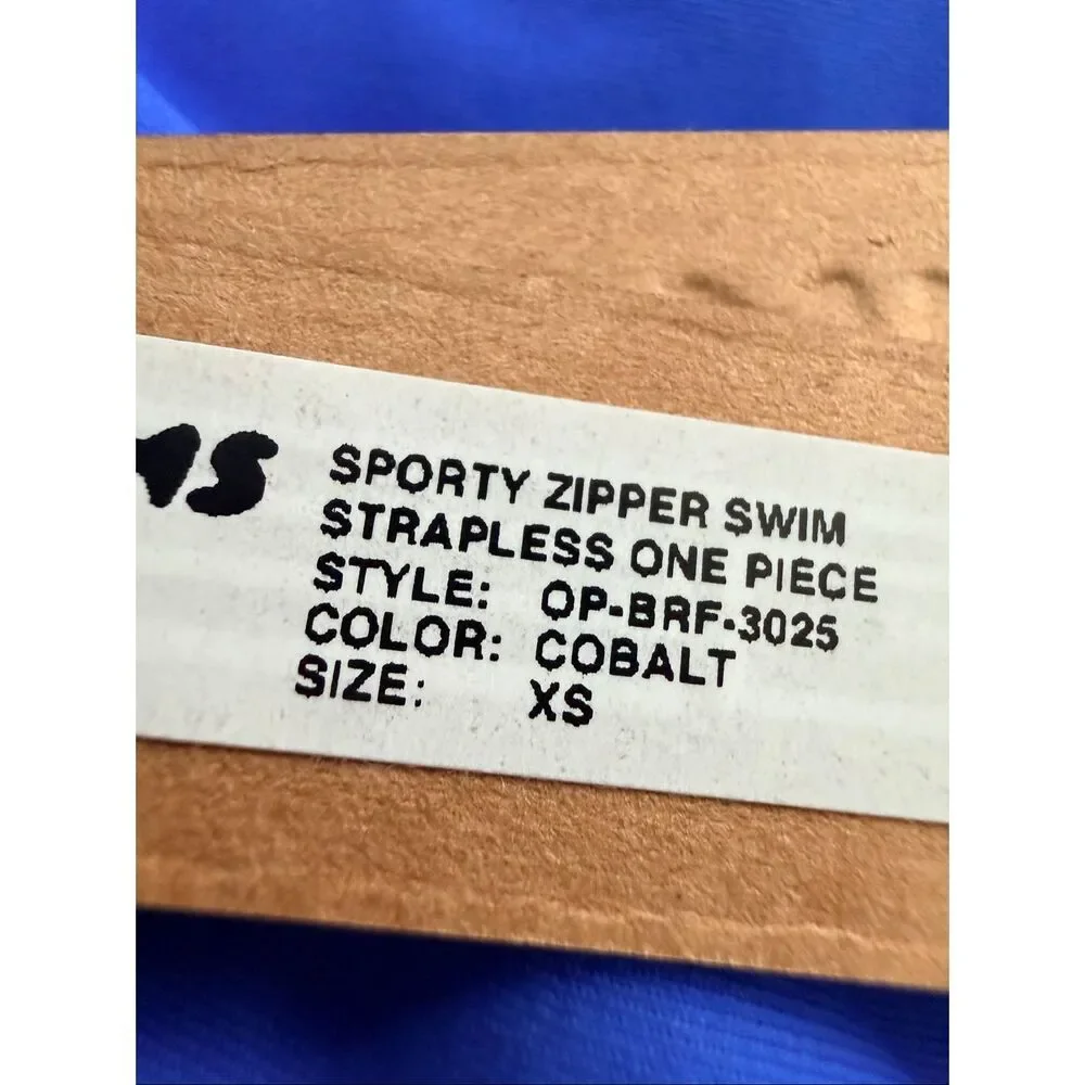 SKIMS Sporty Strapless One Piece Swimsuit Cobalt Size XS Zip Front Style OP-BRF